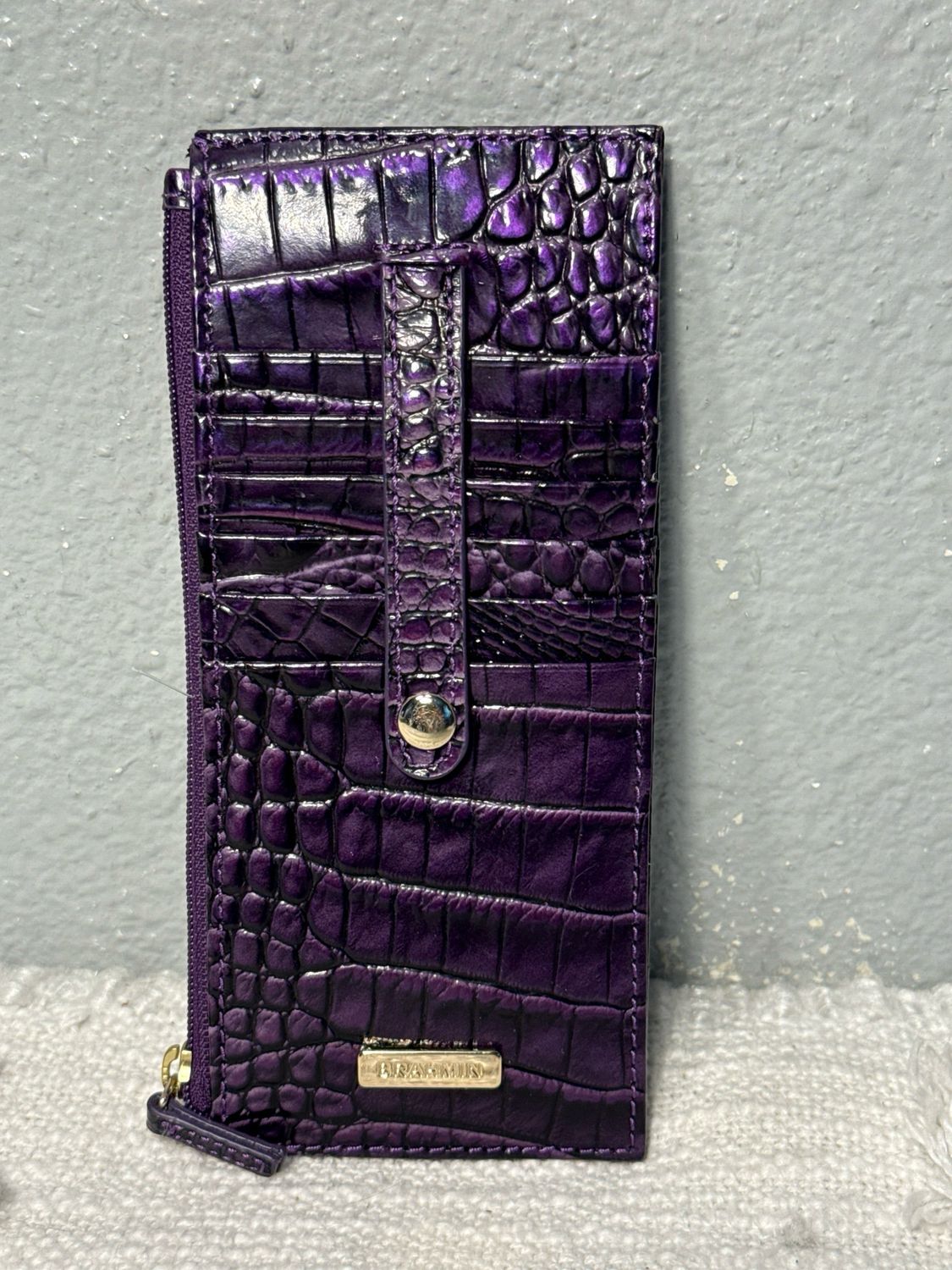 Brahman, Purple Crock And Bossed Wallet New Without Tags