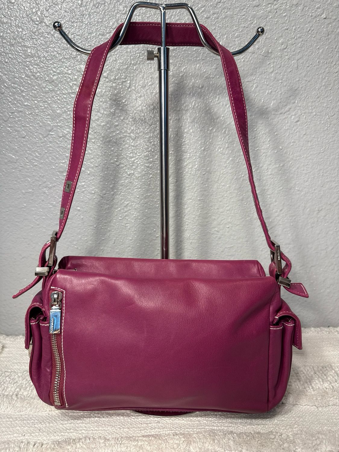Perina Magenta Smooth Leather Y2K Shoulder Bag LIKE NEW!
