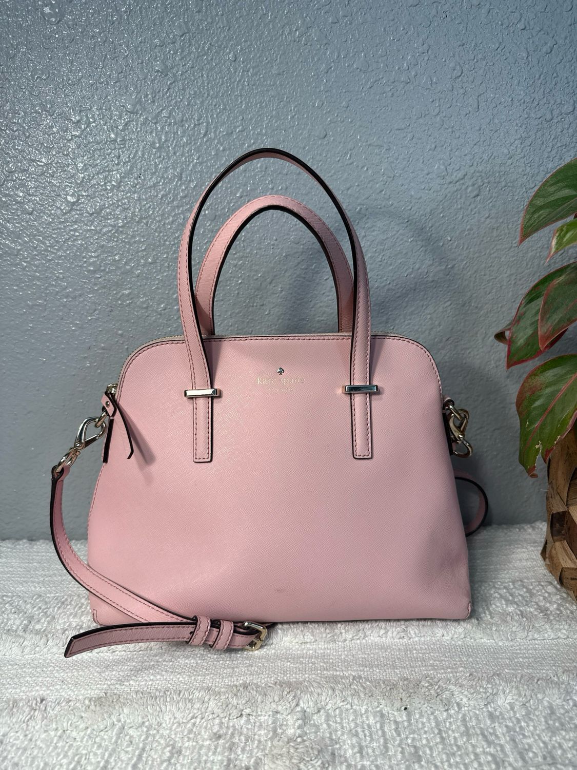 Kate Spade Pink Saffiano Leather Dome Satchel