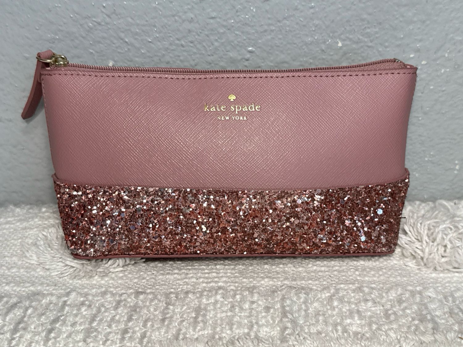 Kate Spade, Marv, Saffiano, Leather And Glitter, Cosmetic Pouch Or Catchy