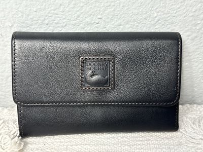 Dooney, &amp; Bourke Black Brown Leather Wallet, New Without Tags!
