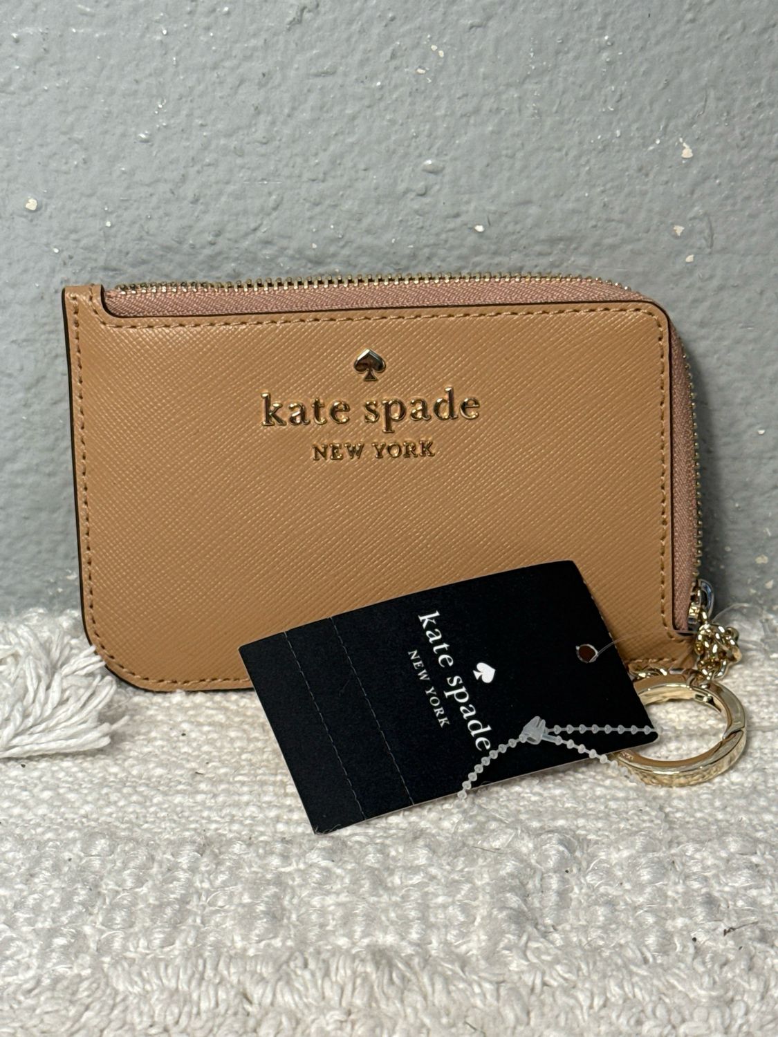 Kate Spade Light Fan Saviano, Leather Compact, Key Card Coin Wallet NWT!