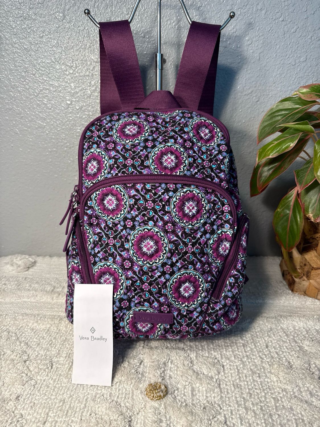 Vera Bradley, Purple Quilted Mandela, Mini Backpack Purse New With Tags!