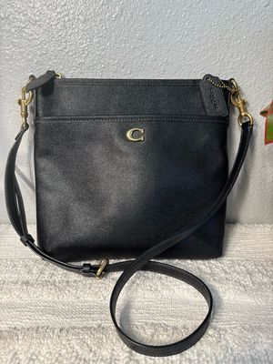 Coach Black Saviano Leather Medium Crossbody Bag