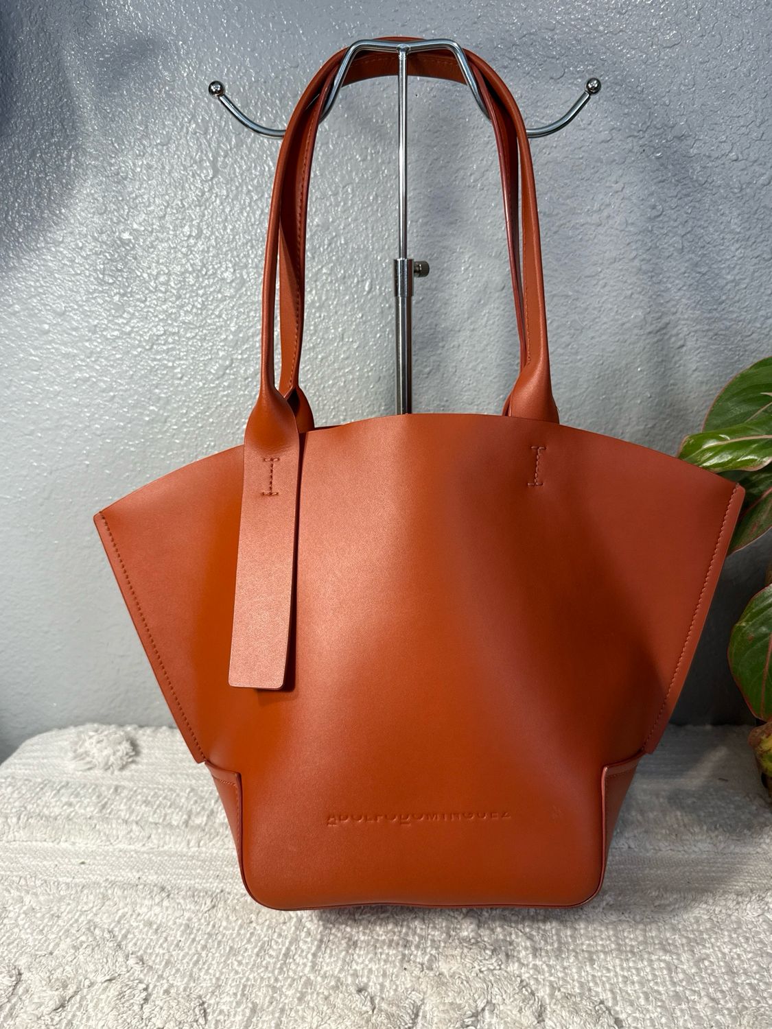 Adolfo Dominguez Rust Leather Tote Retail $498