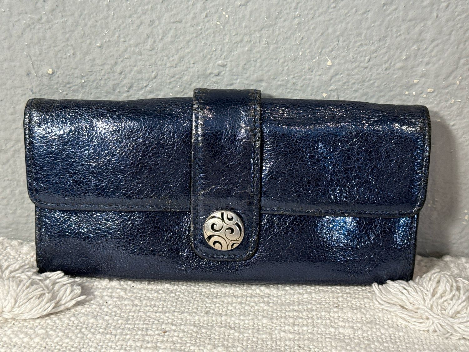 Brighton Blue Metallic Leather Wallet