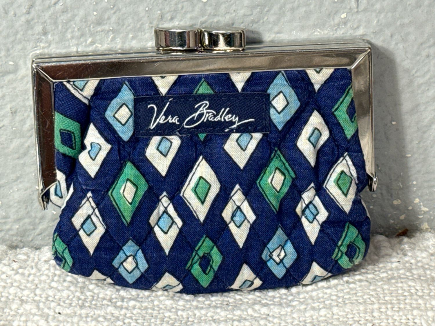 Vera Bradley, Blue And Green Quilted Kiss Lock Coin Purse