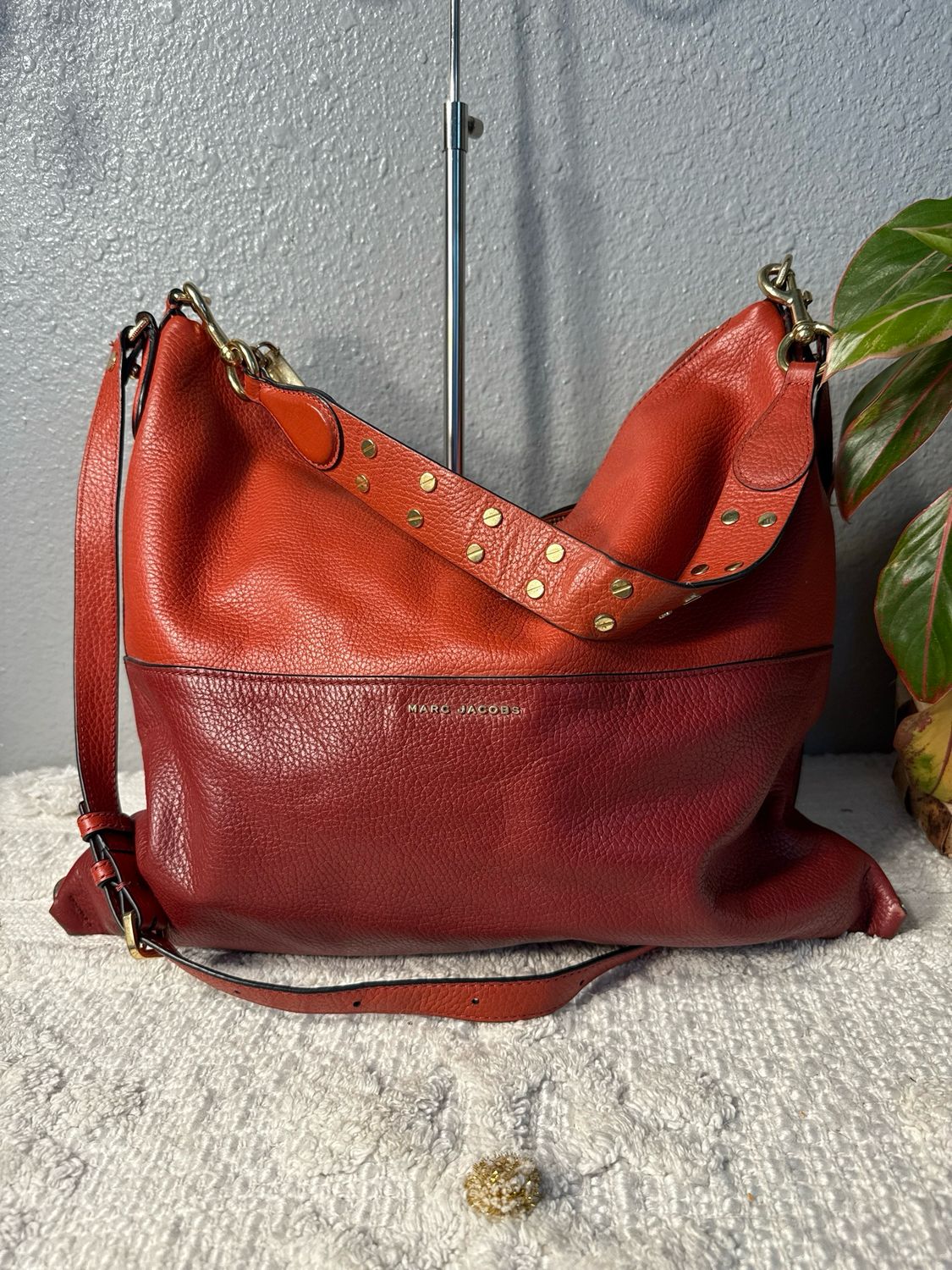 Mark Jacobs Rust leather Color Block Hobo Crossbody Bag