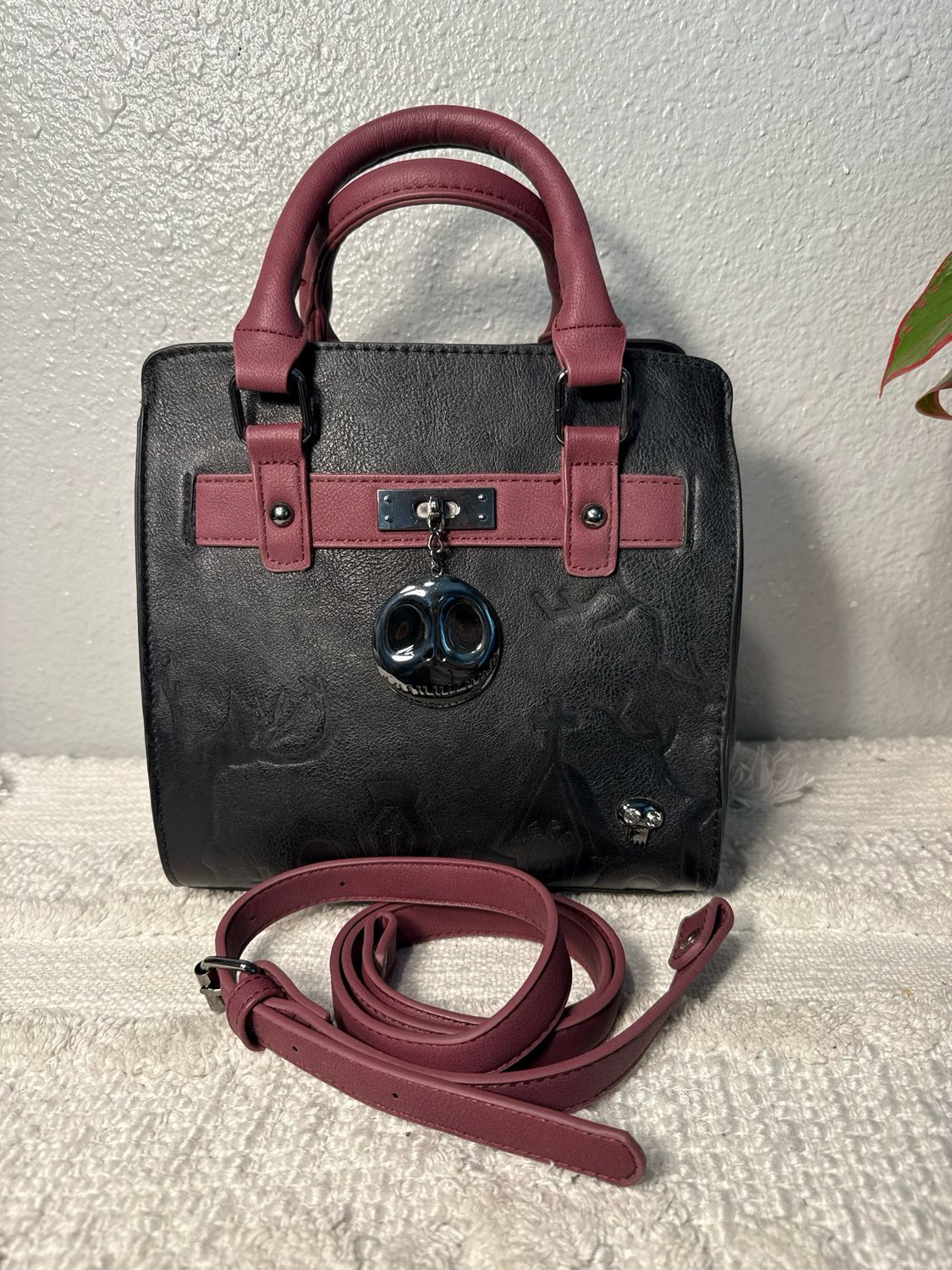 Tim Burton’s Nightmare Before Christmas, Black And Burgundy Faux Leather Satchel NWOT!