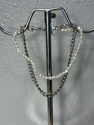 Fun Branded, Silver Chain With Pearls Bag Charm