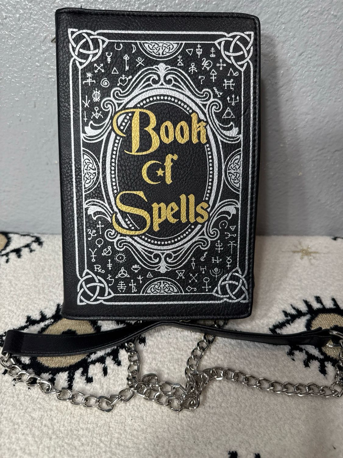 Book Of Spells, Black Vegan Leather Crossbody Bag New Without Tags