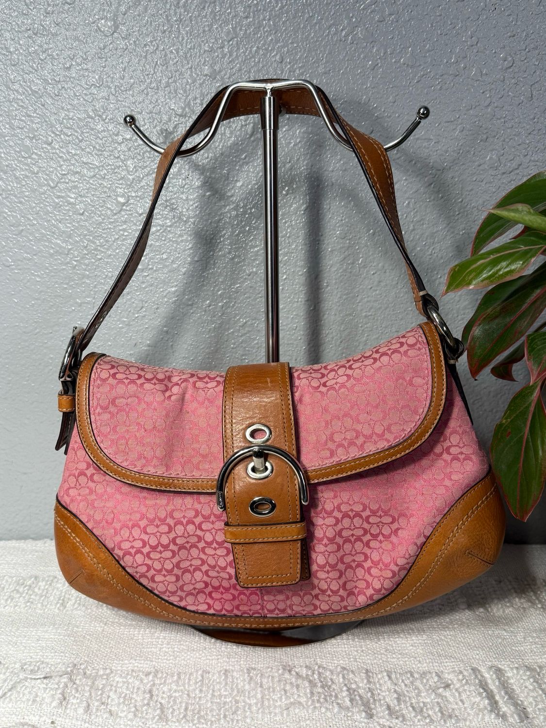 RARE Coach Vintage Pink Mini Signature SoHo Flap