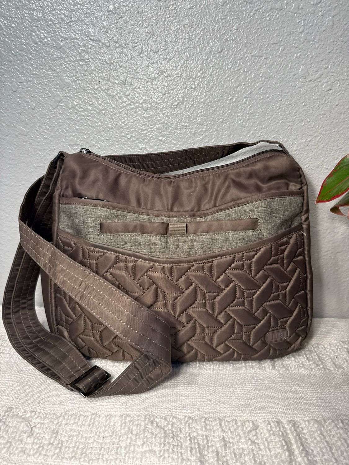 Lug Breeze Taupe Nylon Crossbody Bag