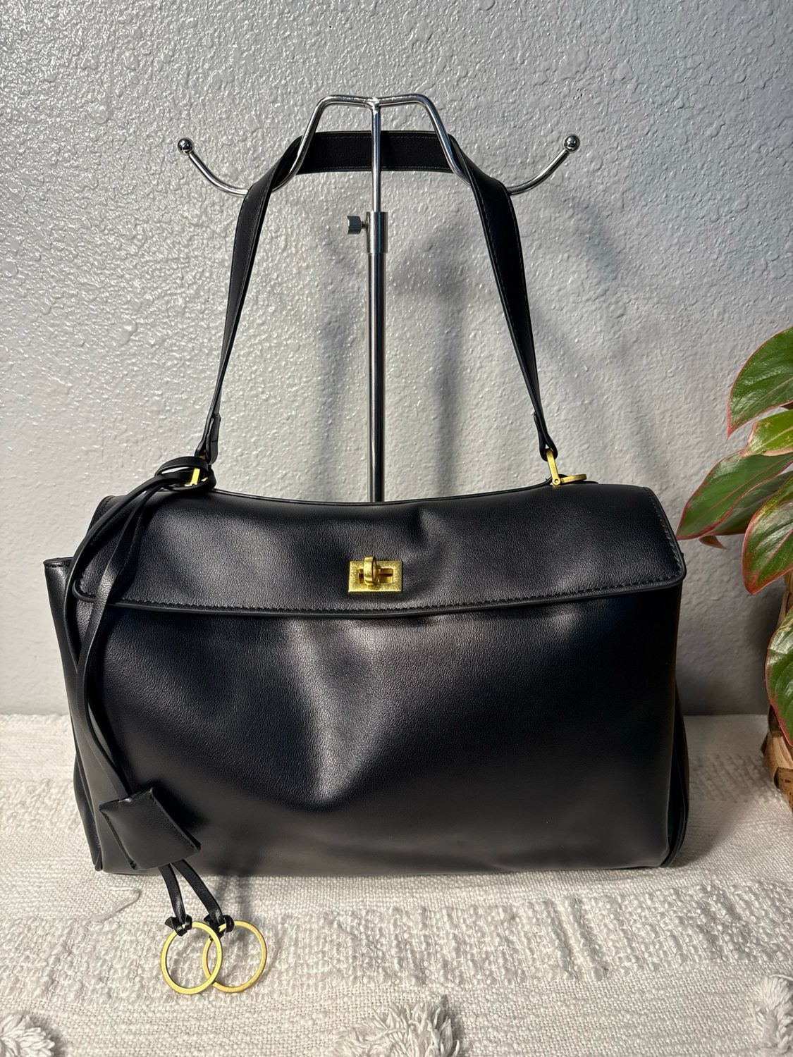 Unbranded Balenciaga Rodeo Inspired Black Leather Bag NWOT!