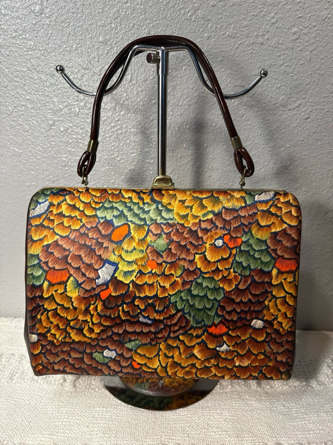 Unbranded Vintage 1950S Satin And Leather Framed Handbag