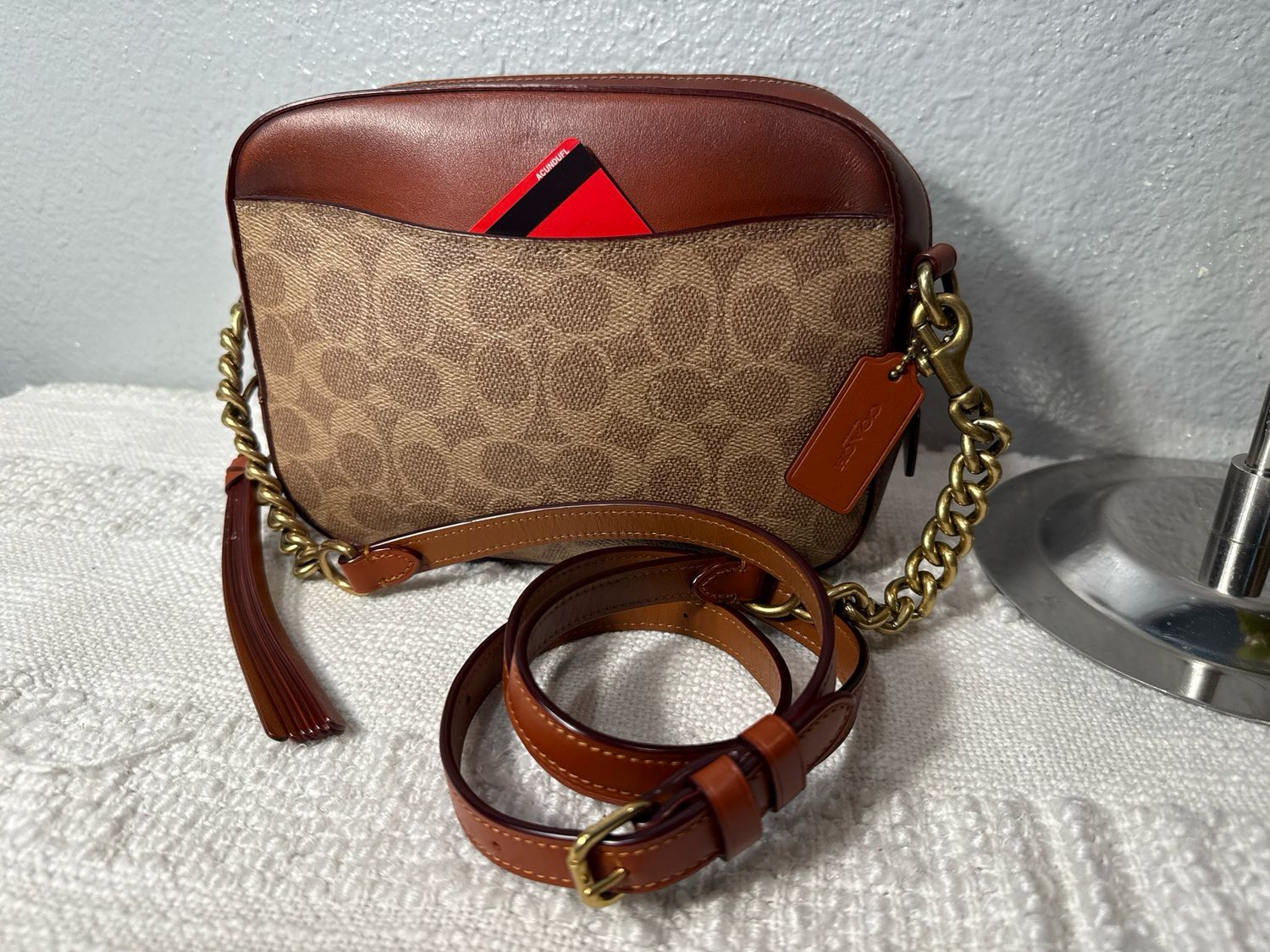 Coach Brown Coated Canvas And Leather Crossbody Bag