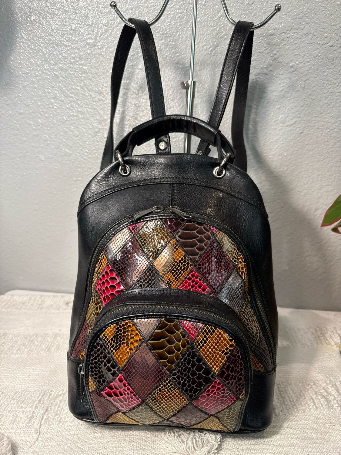 Patricia Nash, Black Leather Patchwork, Backpack Purse, New Without Tags!