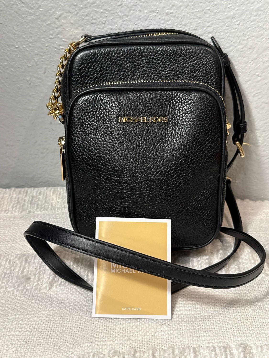 Michael Kors, Black Pebbled, Leather Crossbody New With Tags!
