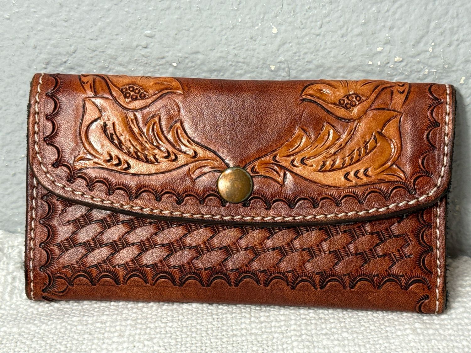 Unbranded Vintage 1970S Brown Leather Embossed Wallet