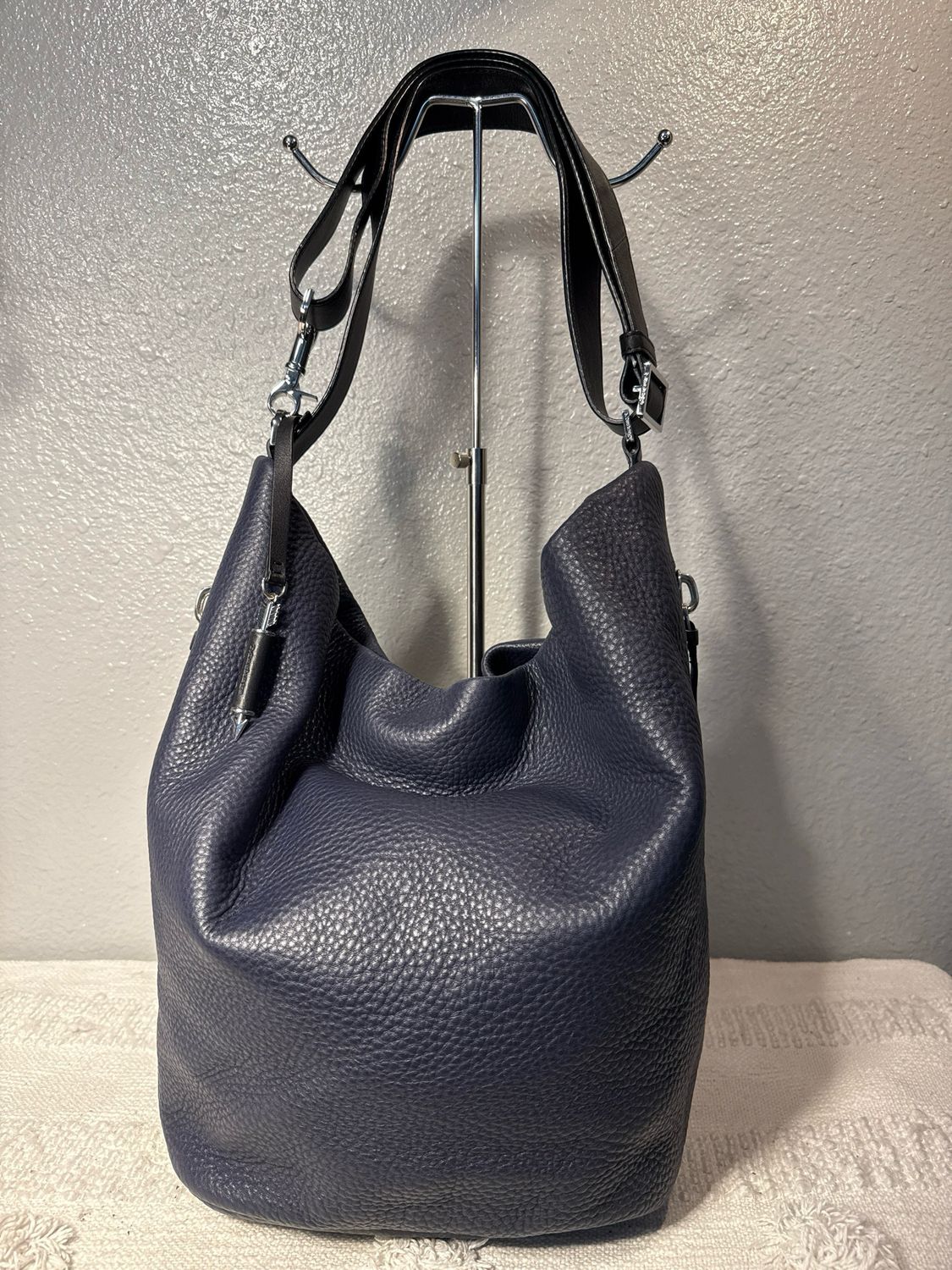 Mackage VERY RARE Navy And Black Leather Hobo, Crossbody Shoulder Bag, Sling Bag NWOT! $Retail $500!