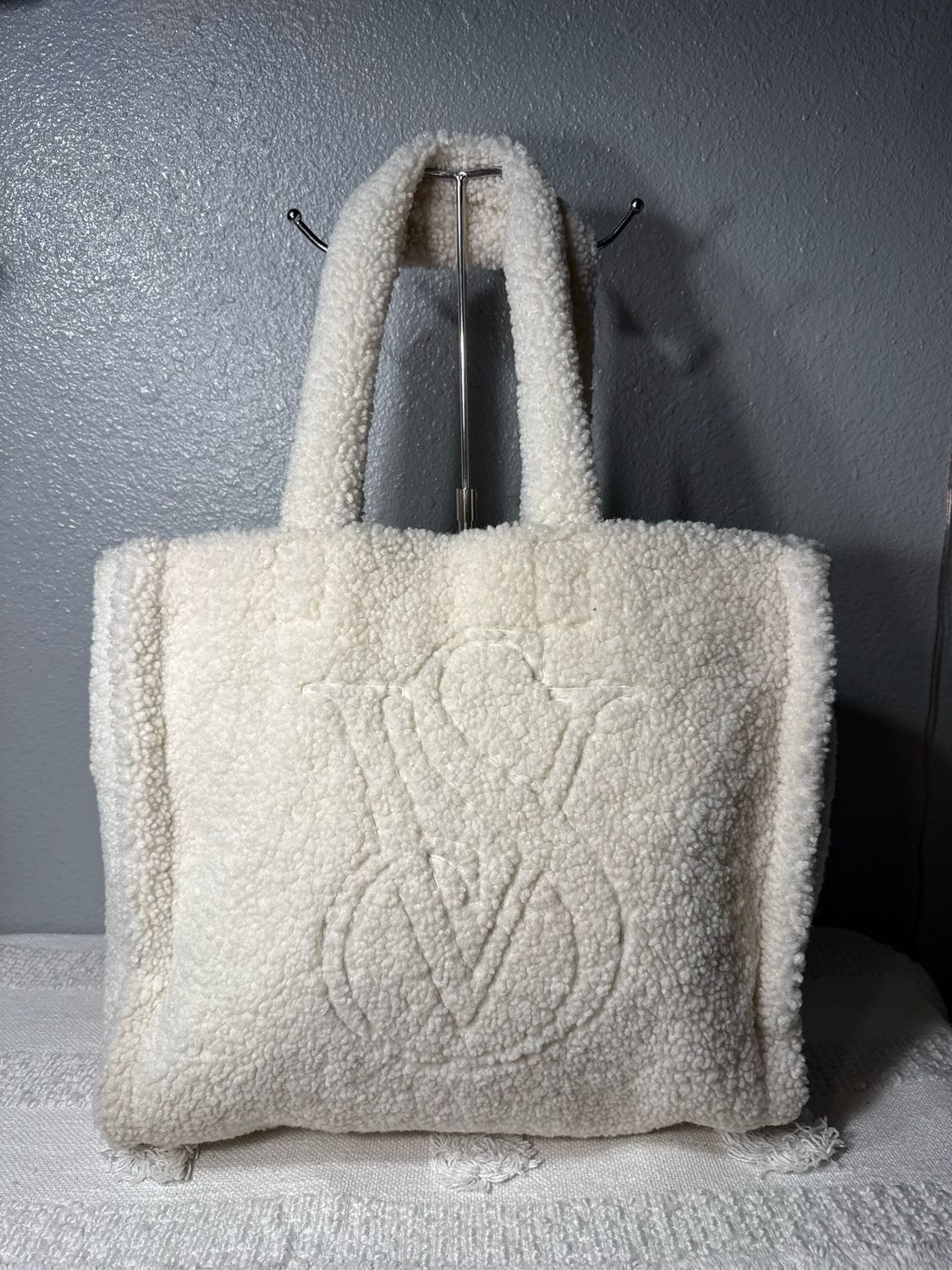 Victoria’s Secret Winter-White Fleece Teddy Bear Tote