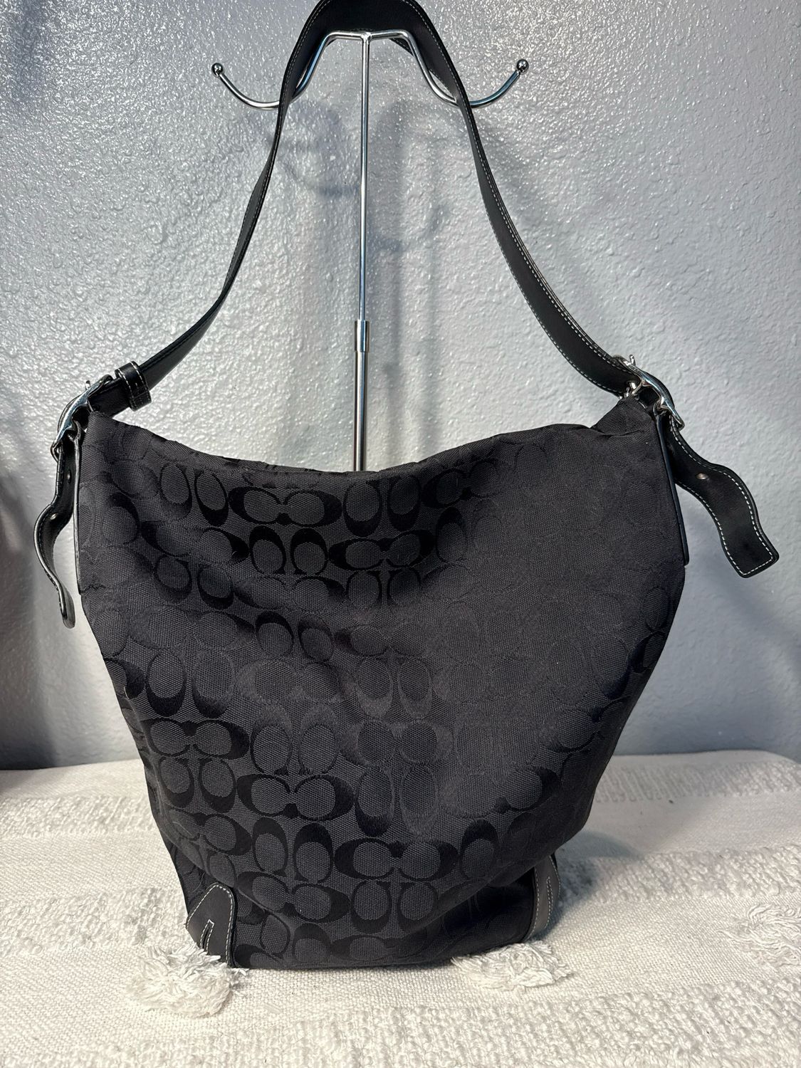 Coach Vintage Signature Black Duffel Style Shoulder Bag
