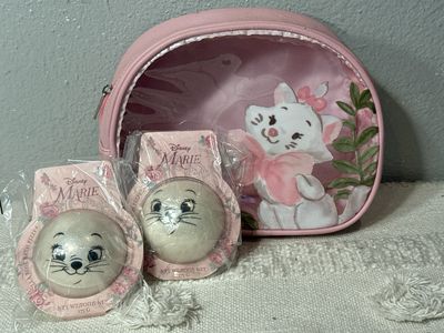 Disney, The Aristocats Marie Cosmetic Bag And Two Vanilla Rose Bath Fizzes