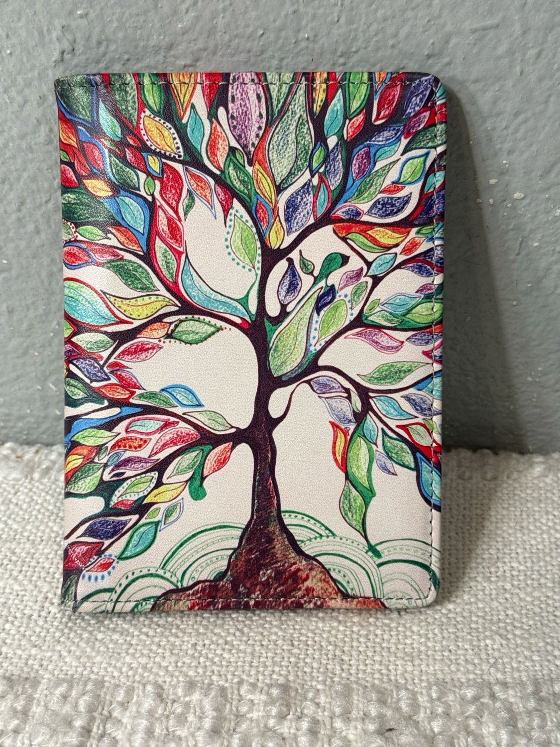 Unbranded, Vegan Leather, Multicolor Tree Card, Passport Wallet