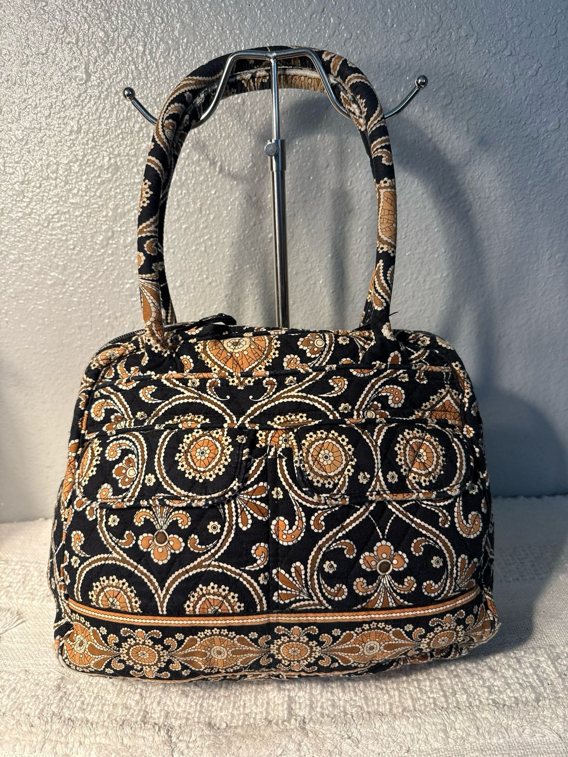 Vera Bradley, Vintage, Brown, And Black Multi Pocket Shoulder Bag