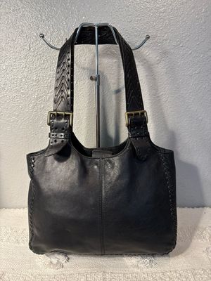 Fossil, Vintage, Black, Leather, Whip, Stitch, Shoulder Bag