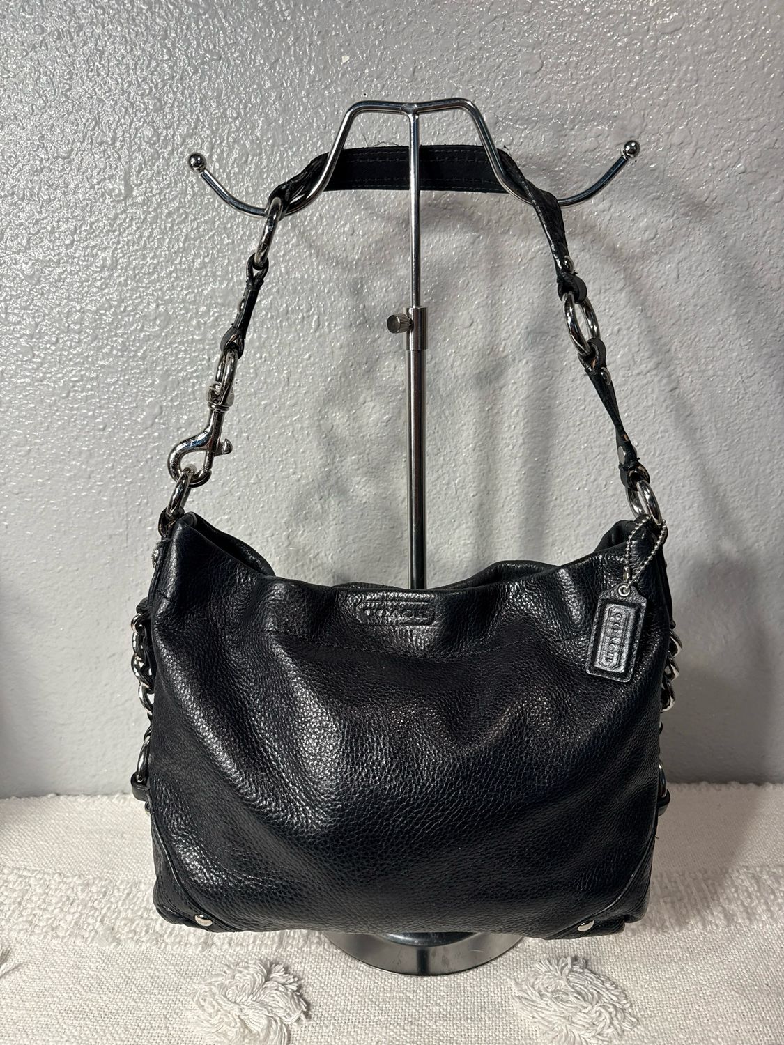 Coach Vintage Black Leather Zoe Shoulder Bag
