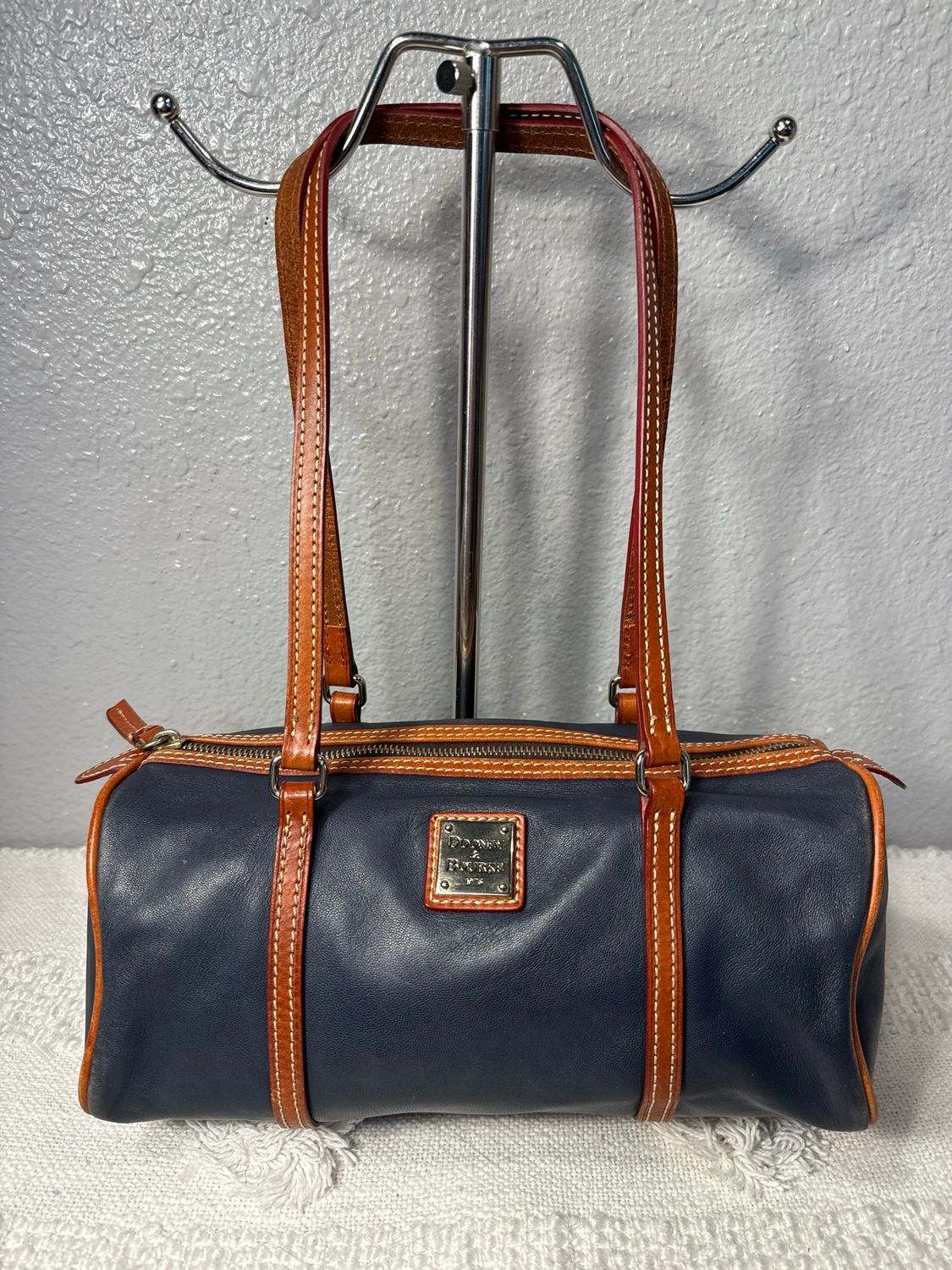 Dooney, &amp; Bourke Vintage Navy Smooth Leather Barrel Bag