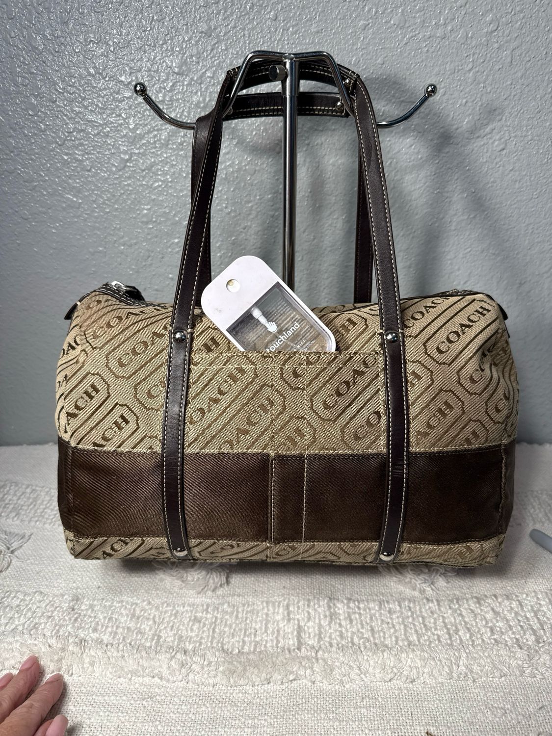 Coach Rare Find Vintage Signature Stripe Barrel Shoulder Bag