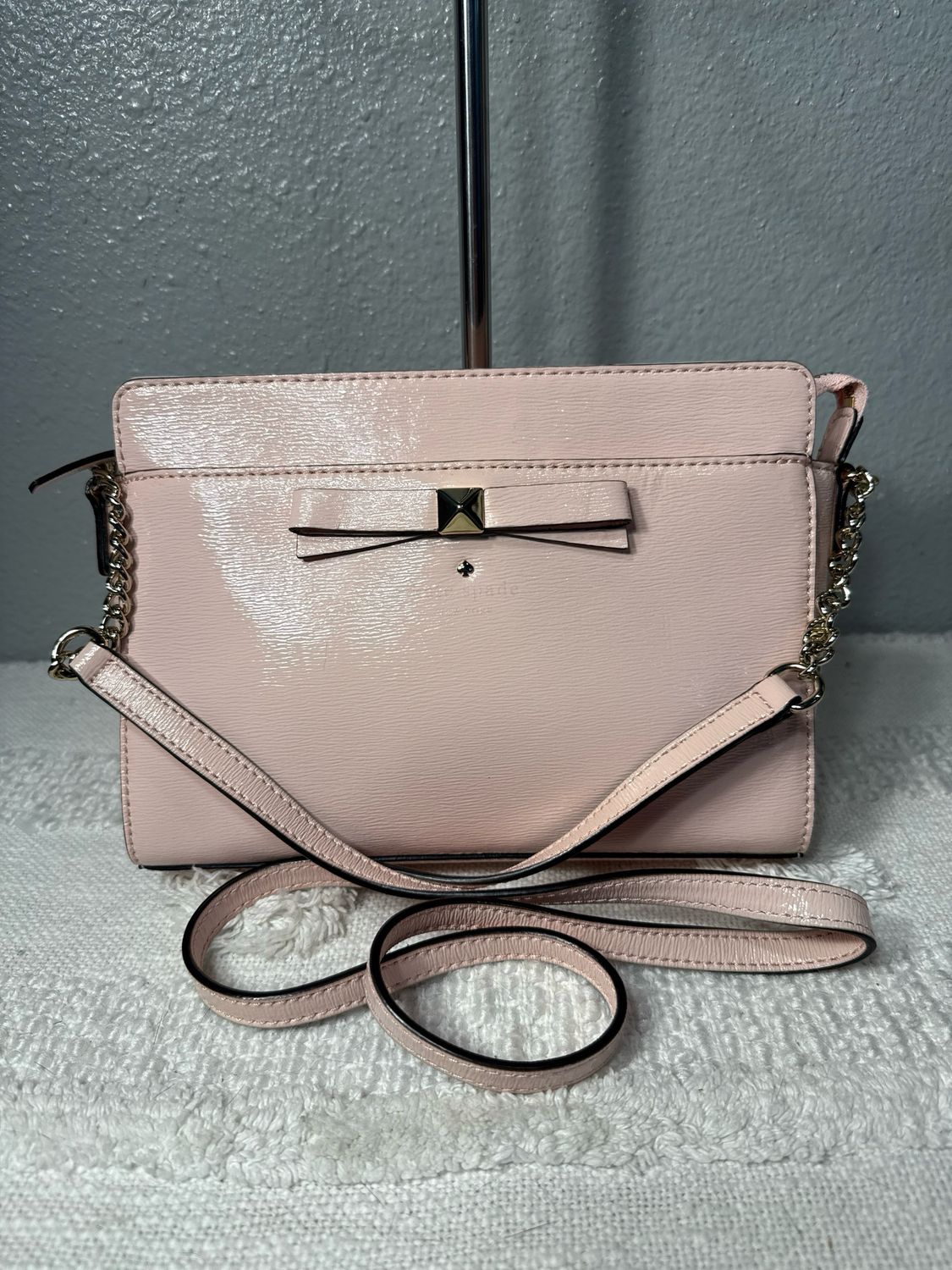 Kate Spade, Baby Pink Cross Grain Patent Leather Crossbody Bag
