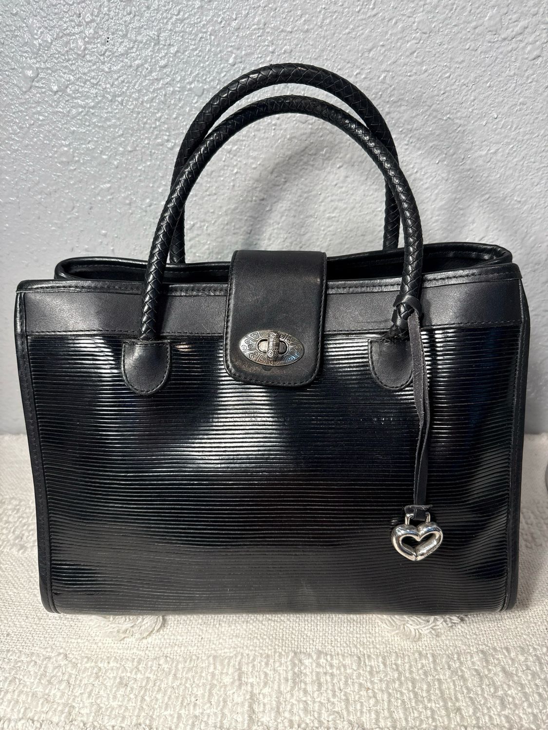 Brighton, Black, Leather Twist Lock, Satchel, Rare Find