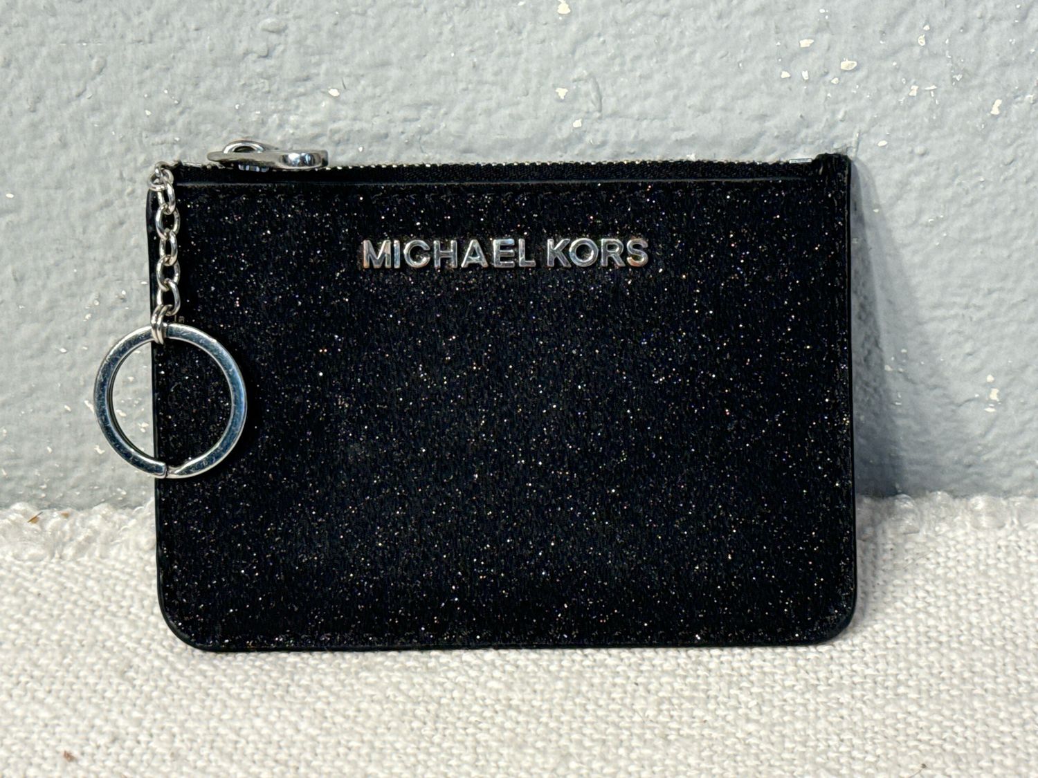 Michael Kors Black Sparkly Key Coin Card Wallet