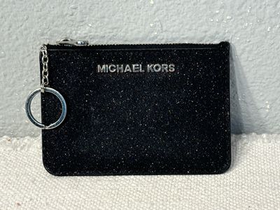 Michael Kors Black Sparkly Key Coin Card Wallet