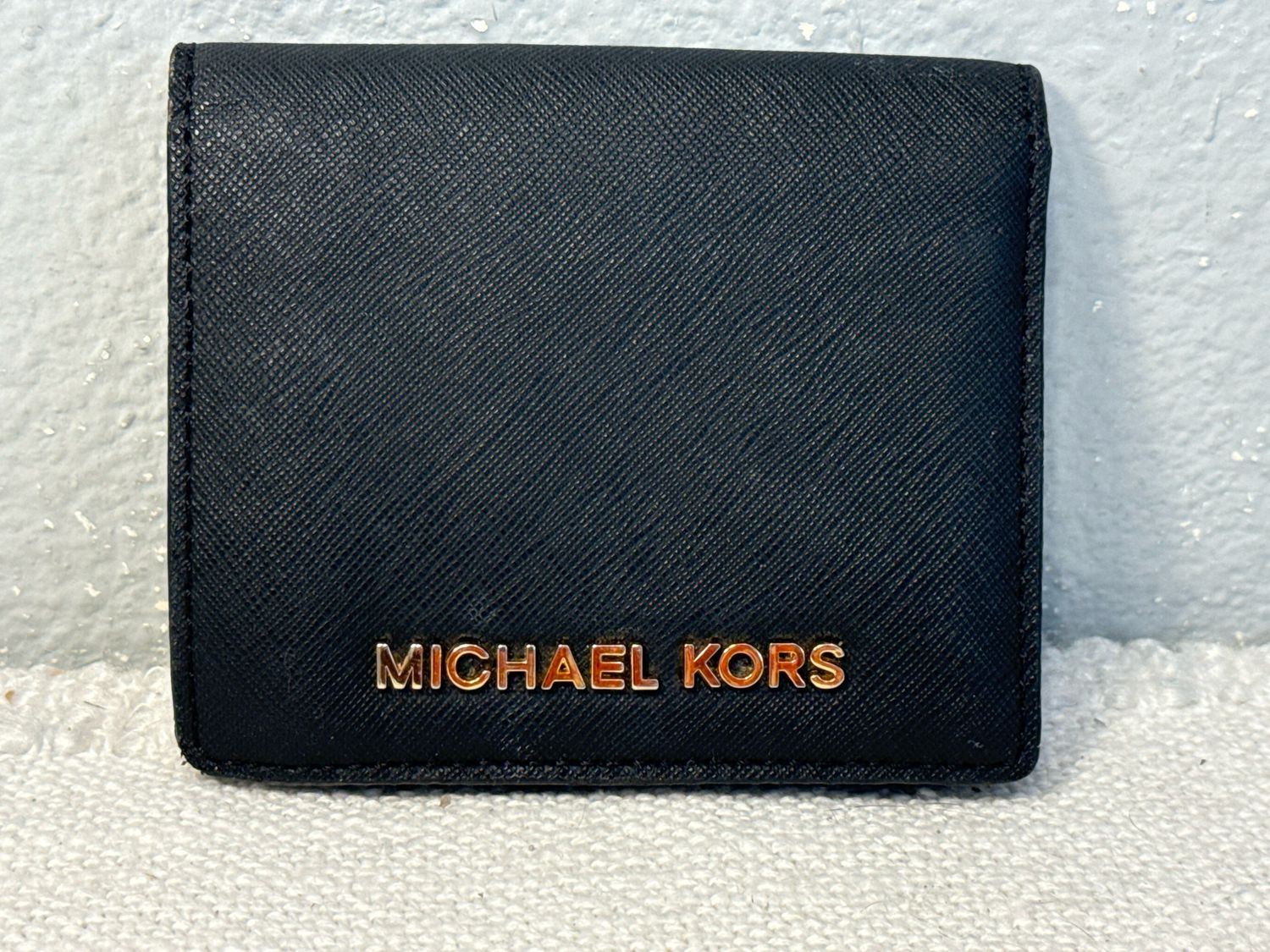 Michael Kors, Black Saffiano Leather Compact Wallet