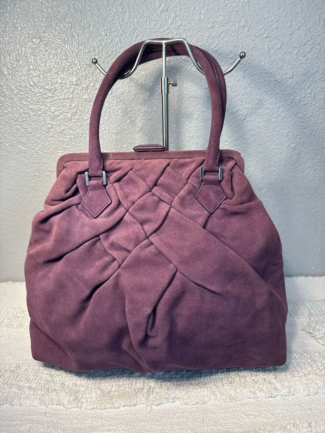 Brooks Brothers Purple Suede Framed Shoulder Bag