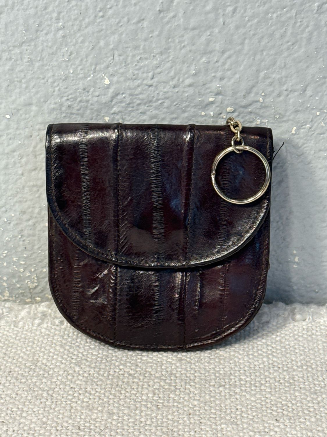 Vintage Leather Of The Sea Chocolate, Brown, Eel, Skin Key Card, Cash Wallet