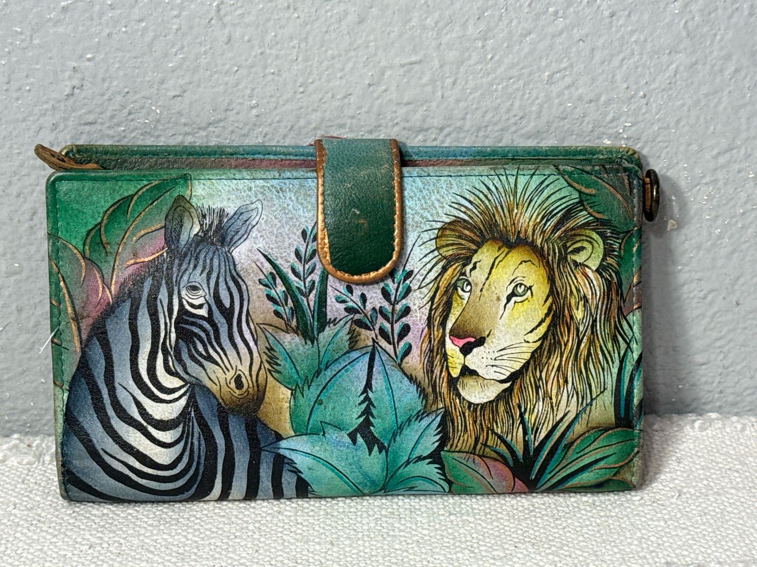 Anushka Wild Jungle, Leather Clutch Wallet RARE FIND!