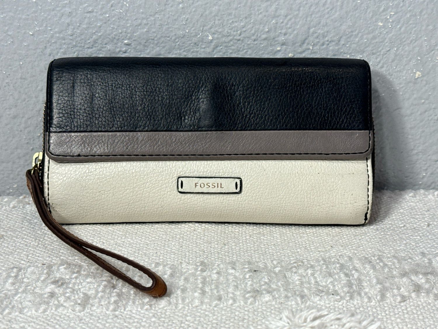 Fossil, Black Ivory And Tope Color, Black Leather Wallet