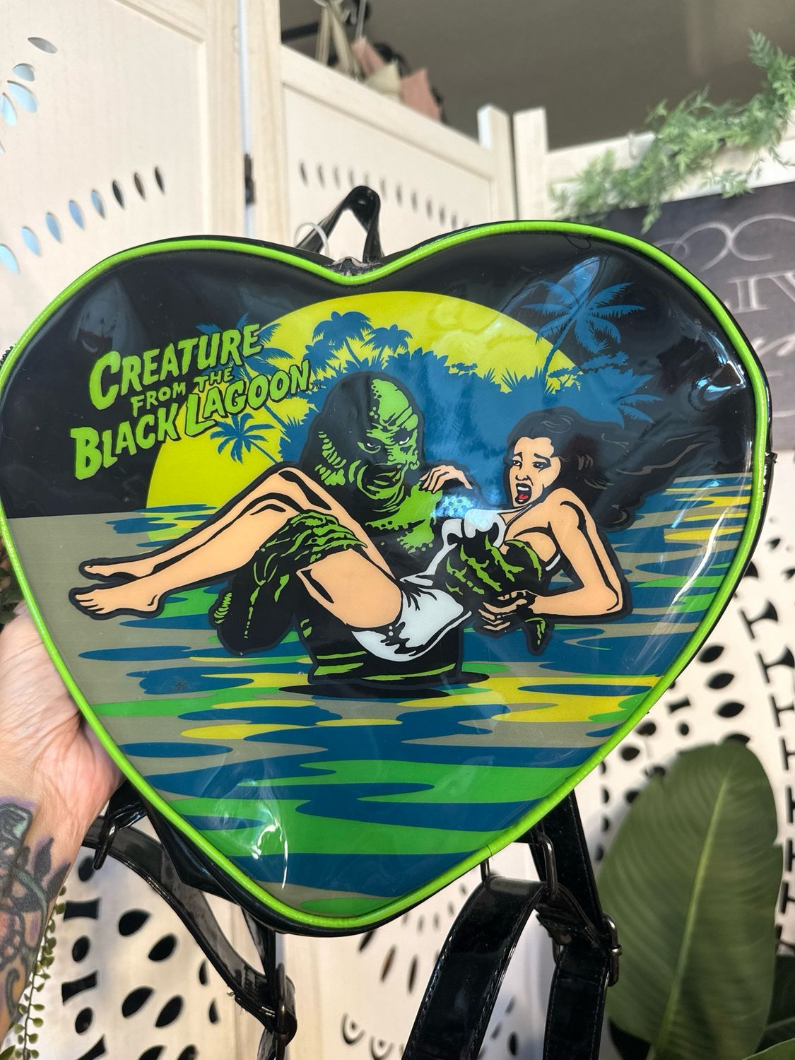 Rock Rebel Vegan Leather Heart Creature From The Black Lagoon Backpack Purse