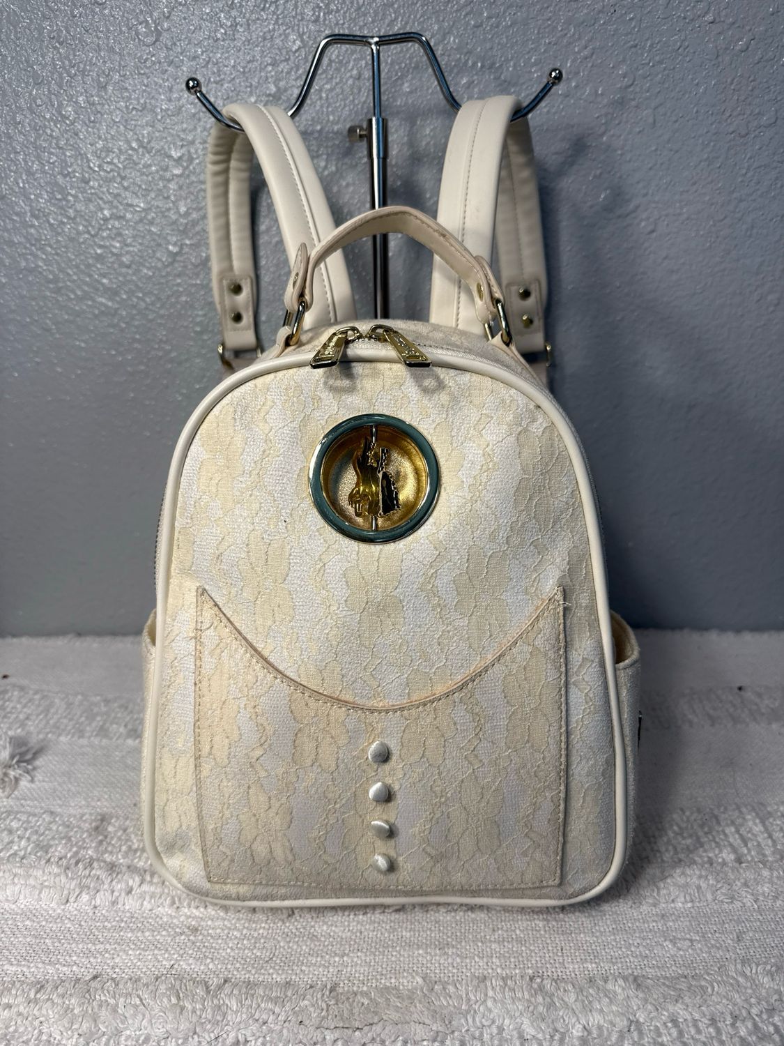 Disney’s Loungefly Beauty And The Beast Ivory Lace Backpack Purse