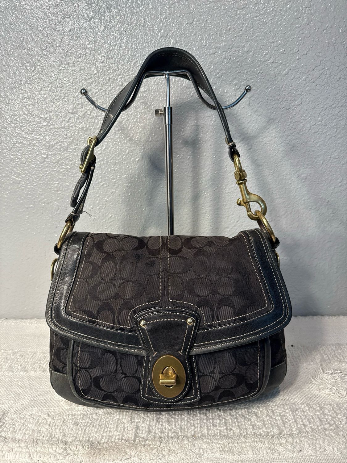 Coach Black Jacard And Leather Limited Addition, Legacy Shoulder Bag