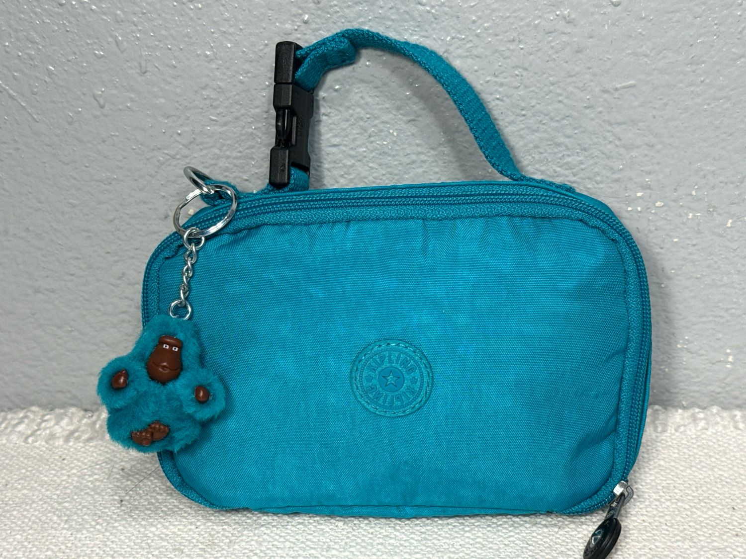 Kipling Turquoise Top Handle, Cosmetic Pouch, Or Catchy