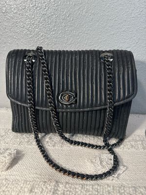 Coach Black Quilted, Leather, Micro Stud Parker Crossbody Shoulder Bag