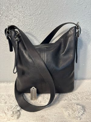 Coach Vintage Black Smooth, Leather Slim Duffel Crossbody