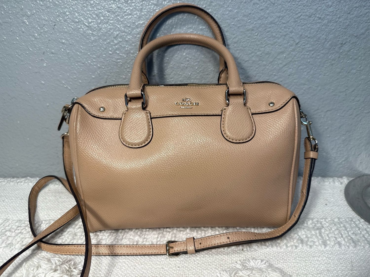 Coach, Beige Leather, Mini Bennett Satchel