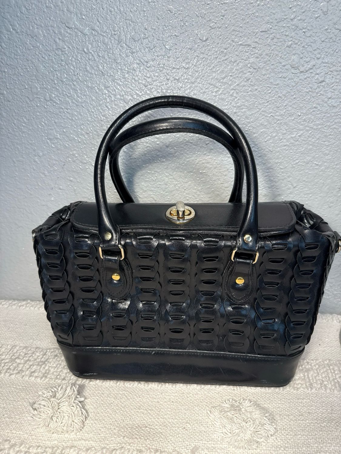 Vintage 1970’s Y And S Black Vegan Leather Satchel